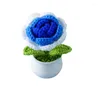 Fleurs décoratives 1pc Mini Rose décor de bureau Crochet fleur fête de mariage changeant progressivement de couleur plantes en pot bricolage artificiel mignon