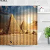 Shower Curtains Retro Egyptian Temple Hieroglyphs Shower Curtain Set Vintage Pyramid Camel Home Wall Hanging Fabric Bathroom Decor Bath Curtains