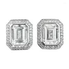 Stud Earrings European And American High Carbon Diamond 8 10mm Rectangular Emerald Cut Luxury Inlaid With Full Style