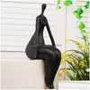 Oggetti decorativi Figurine Moderne Astratte Nude Femminili Figurine Minimalista Resina Body Art Scpture Yoga Modello Statua Regalo E Cra Dh1Nk