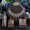 Necklace Earrings Set 2024 4-piece Bridal Wedding With Cubic Zirconia Women's Party Brides Accessories In Saudi Arabia