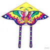 Kite-Zubehör, Nylon-Regenbogen-Schmetterlings-Drachen, Outdoor, faltbar, für Kinder, Stunt-Drachen, Surfen, mit 60 m Steuerstange und Leine, zufällige Farbe