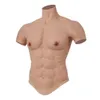 Costume Accessories Realistic Fake Silicone Muscle Suit Belly Ho Male False Simulation Muscle Man Chest for Cosplay Halloween Bodysuit
