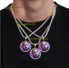 14K sur mesure Photo ronde médaillons pendentif collier 3mm chaîne de tennis argent or couleur Zircon hommes Hiphop bijoux 2024 colliers de créateurs