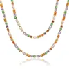 Rainbow Color Emalia Geometryczna cyrkon łańcuch tenisowy Choker Naszyjnik mrożony kobiety mężczyźni ślub Bling Pave Cubic Crimonia CZ Charm Gold Splated Hip Hop Fashion Biżuteria