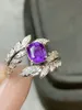 Cluster Rings LR2024 GUILD Purple Sapphire Ring 1.12ct Real 18K Gold Natural Gemstone Diamonds Stone Female