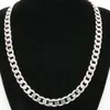 10mm Wide Solid Curb Chain 18K White Gold Filled Classic Style Polished Mens Necklace Jewelry 24 Inches169u