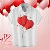 Мужские футболки Мужской День Святого Валентина Цифровая 3D печать Свободные пуговицы с лацканами Рубашка с короткими рукавами Топ Большой кусок