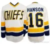 Maillots de hockey CUSTOM Mens Slap Shot Film Charlestown Chief 17 Steve Hanson 18 Jeff Hanson 16 Jack Hanson 1 Denis Lemieux 3 Dave Killer 7 R