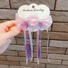 2 pz/set Pizzo Perla Bambini Lungo Arco Del Nastro Clip di Capelli Accessori Moda Arco Dei Capelli Forcella per le Donne Ragazze Clip di Capelli Arco Clip Superiore