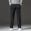 Осенние мужские прямые джинсы из эластичного хлопка, деловые трикотажные джинсовые брюки, мужские брендовые брюки, черные, синие 240122