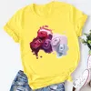 Dames T-shirts Kleur Nagellak Gedrukt Mode Dames T-shirt Straat Losse Ronde Hals Geel Korte Mouw Hoge Kwaliteit Unisex Kleding