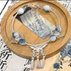 Braccialetti di collegamento 2024 stile cinese fresco blu bianco farfalla nappa braccialetto smaltato in porcellana per le donne regalo estetico elegante squisito