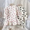 Girls Plus Cashmere Sweater Dress De Velvet Autumn and Winter New Children's Fashion Dress Children's Baby Polka Dot Flower Skirt