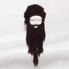 Berets Creative Barbarian Knit Beard Hat Funny Wig Beanie Facemask