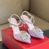Najwyższej jakości rhinestone Square Burzacz srebrne obcasy slingback satynowe kryształowe sandały sztyletowe buty do sukienki patent skórzane luksusowe designerskie buty obiadowe