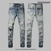 Jeans masculin en jean pourpre concepteur de qualité haut de gamme noire slip drip skinny forefit usa hiphop