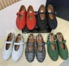 Chaussures de luxe de créateurs Femmes ballerines chaussures habillées évidé maille sandale tête ronde strass rivet boucle Mary véritable cuir Jane mocassins