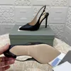 10.5 cm Slingback Pumpar Women High Heeled Designer Stiletto Heel Dress Office Slide On Luxury Shoes Pointed Toe Sexy Sandals Real Leather Outrole