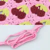 Scarves ! Sweet Mushroom Strawberry Crochet Hollow Triangle Headband Headscarf With Rope French Beach Bandana Hair Accessories