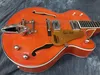 Dual F-Hole Hollow Body Jazz Electric Guitar OEM, Flame Maple Top, Large Vibrato System