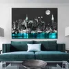 Paintings New York Urban Skyline Landscape Wall Art Canvas Painting Abstract Neon Building Posters Prints Picture for Living Room Decor