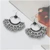 Dangle Lustre Boucles d'oreilles Ethnique Sier Couleur Grande Goutte Ronde Pendientes Rétro Blanc Cristal Alliage Perles Gland Bijoux Femme Accessoires Ot8Fx