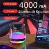 Taşınabilir Hoparlörler Açık Mekan Taşınabilir Bluetooth Ses Sistemi Kristal Şeffaf LED Yedi Renkli Işık Masaüstü Ev KTV Mikrofon Ses Sistemi YQ240124