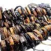 whole 100pcs lot mix styles handmade black brown men's vintage Genuine Leather surfer jewelry cuff bracelets266Z