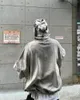 Hoodies masculinos moda de rua grailz projeto g/r corante metálico danificado bordado sânscrito solto high-street para homem