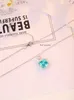 Kedjor Ruif Elegant 925 Silver 5.5CT LAB GROWN Paraiba Sapphire Necklace For Women Vintage Style Jewelry