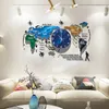 Wall Clocks World Map Wall Clock Home Bedroom Wall Personality Wall Clock Quartz Watch Mute Modern Self Adhesive Design Horloge Art G2