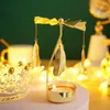 Candelabros Adorno elegante para bodas Fiestas Aleación dorada Hojas Carrusel Candelabro Mesa de fiesta de bodas Especial de Navidad