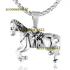 Pendant Necklaces Mens Luxury Necklace Gift Silver Color Horse Pendant Necklace14K White Gold Fashion Cowboy Equestrian Best Birthday Gift Necklace Jewelry 2024