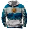 Herrtröjor 3D -tryck Argentina Sportflagga unika herr/kvinnors nationella emblem casual streetwear hoodie/zip up/sweatshirt