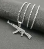 Joias hip hop titânio aço banhado a ouro diamante ak47 pingente colar 6CC39264623