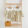 Meisjes Jurken Meisjes Zus Kleding Herfst Lente Kinderen Baby Rompertjes Meisjes Lange Mouw Geborduurde Pop Kraag Jurk Kinderkleding 0-6Y