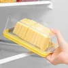 Placas caixa de armazenamento de corte de manteiga cortador seguro para os dedos fatiador refrigerado com tampa transparente de aço inoxidável para diy