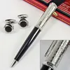 santos-dumont de ct heptagon black barrel snow Flower Pattern Luxury Metal Ball Pen Pen Silver Trim with Serial Number