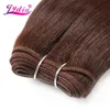 Chignons Lydia Synthetic Hair Extension 3Pieces/lot Silky Straight Yaki Weaving 10-26 Inch Pure Color 33# 100% Futura Fiber Bundles BrownL240124