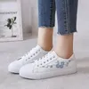 Shoes Women Running Spring Autumn Fashion White Breathable Embroidered Flower LaceUp Casual Sneakers Zapatos De Mujer 240124