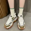 Dress Shoes Ladies Sneakers 2024 Women's Summer Platform Luxury Comfort Lace Up Casual High Heels Tennis Women