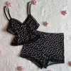 Survêtements pour femmes Imprimé Floral Dentelle Garniture Col V Camis Crop Tops Shorts Y2K Fée Coquette 2 Pièces Ensemble Loungewear 00s Rétro Pyjamas Femmes