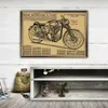 Pinturas carteles cohete motocicleta estructura mecánica imagen Retro Kraft cartel decoración del hogar pintura pegatinas de pared sin pegamento