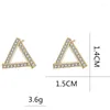 ダングルイヤリング幾何学三角形女性銅スタッドゴールドカラーフルジルコン舗装女の子パーティージュエリーのシンプルなスタイル