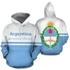 Herrtröjor 3D -tryck Argentina Sportflagga unika herr/kvinnors nationella emblem casual streetwear hoodie/zip up/sweatshirt