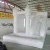 Atacado 3 em 1 aluguel ao ar livre inflável casa de salto branco castelo bouncy slide casamento bouncer salto castelos jumper com piscina de bolinhas para crianças com ventilador