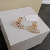 Pearl Stud for Women Earrings Viviane Luxury Fashion Designer Jewelry Gold Earings Metal Earring Cjeweler Westwood Woman 5566