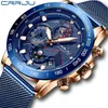 Crrju 2020 hommes montres haut hommes sport chronographe montres hommes Quartz horloge mâle plein acier montre-bracelet 244b