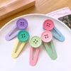 Hårtillbehör 2024 Sweet Pink Purple Clips Girls Button Barrettes Water Drop Hairpins Side Bangs Simple Acrylic Hairgrips Kawaii Headwear